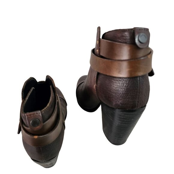 Rag Bone Harrow Ankle Boot Size 35 US 4.5 Brown Pebble Leather 3.5" Heel - Picture 3 of 10